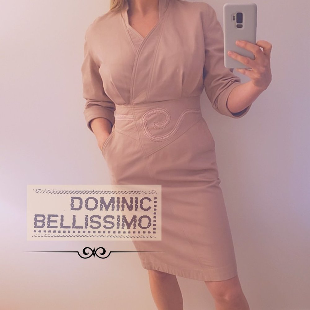 LUXURY VINTAGE Dominic Bellissimo Genuine Leather Dusty Rose Dress